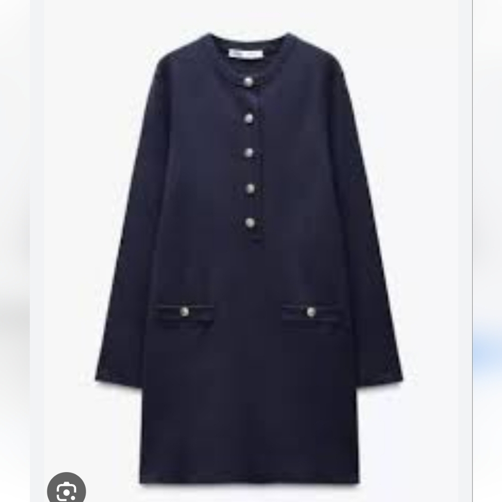 ZARA | Sweater Dress Navy Golden Button Sz XL